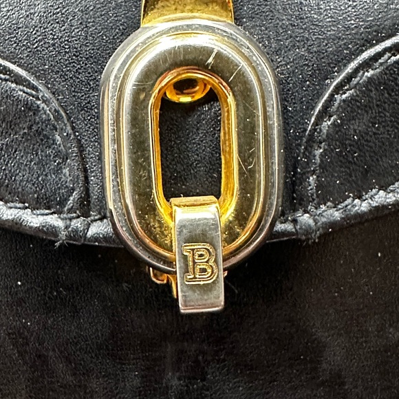 Vintage Bally Black Leather Top Handle Bag | Poke-Through Clasp | Italy - Picture 7 of 14